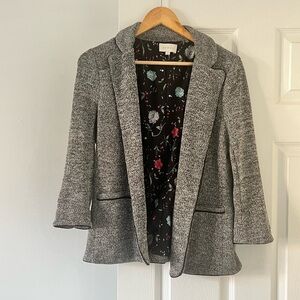 Skies are blue gray knit women’s blazer floral lining